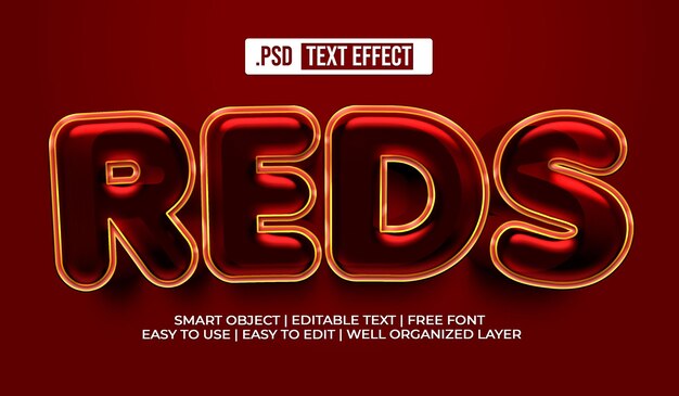 Gratis PSD røde tekststileffekt