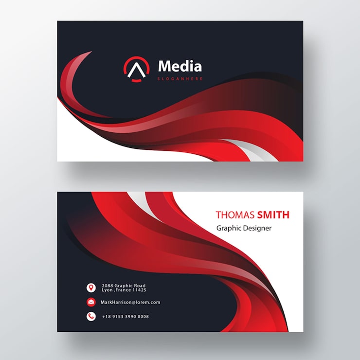 Gratis PSD rødt elegant visitkort