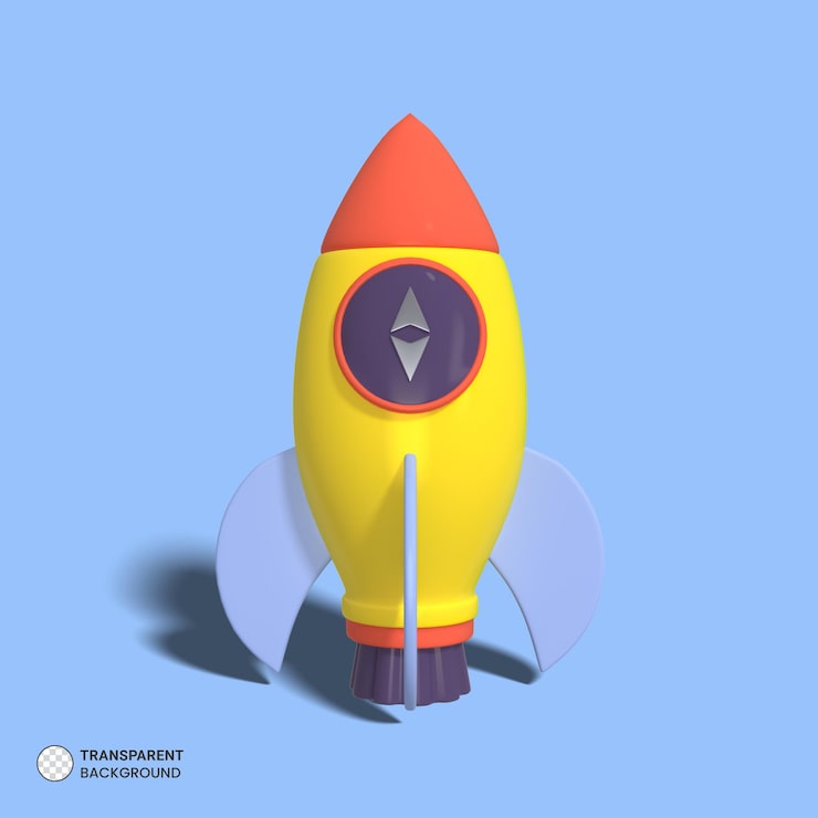 Gratis PSD romskip rakettikon isolert 3d render illustrasjon
