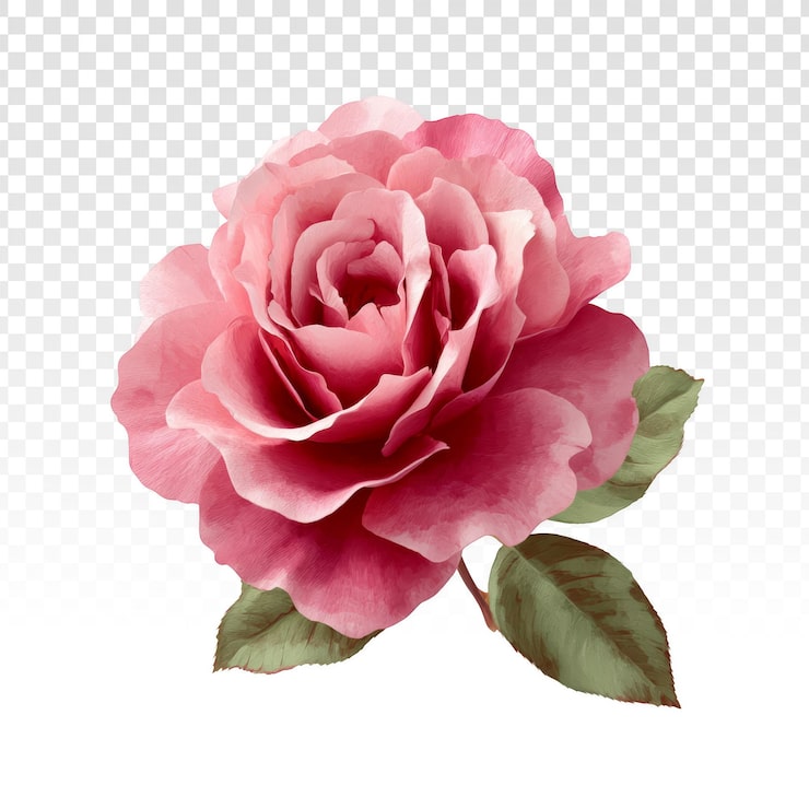 Gratis PSD rosa roseblomst isolert på gjennomsiktig bakgrunn