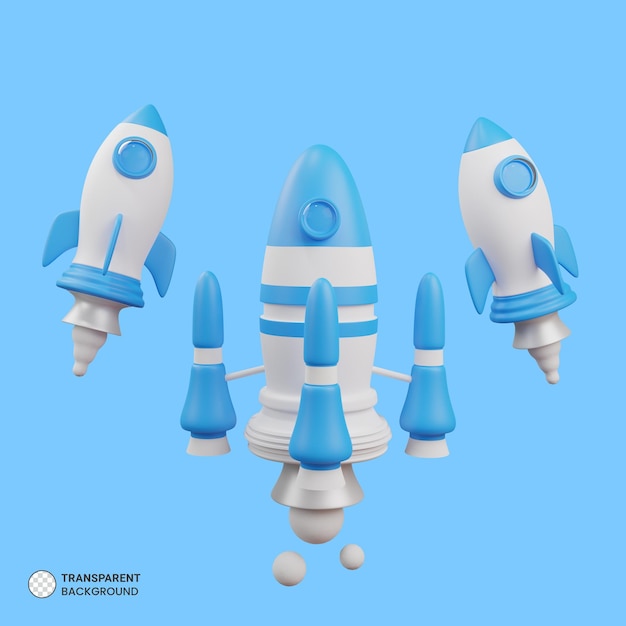 Gratis PSD rymdskeppsraketikon isolerad 3d-renderillustration