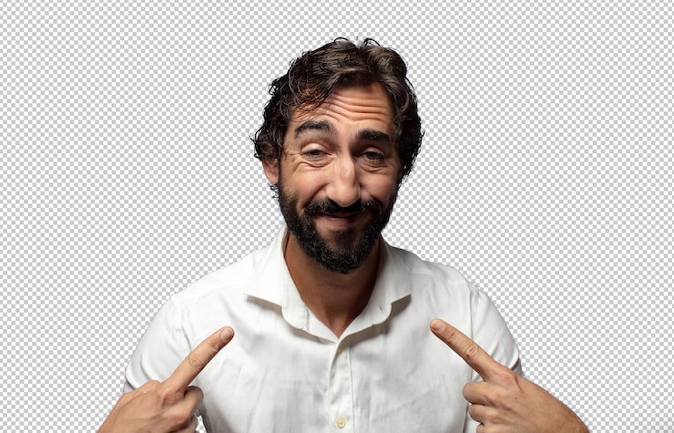 Gratis PSD ser stolt, arrogant, glad, overrasket og tilfreds ud og peger på sig selv og føler sig som en vinder