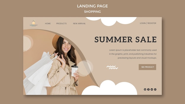 Gratis PSD shopping sommerudsalg landing page