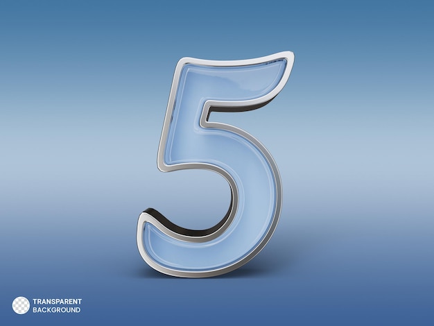 Gratis PSD silvernummer 5 blå stil 3d-rendera