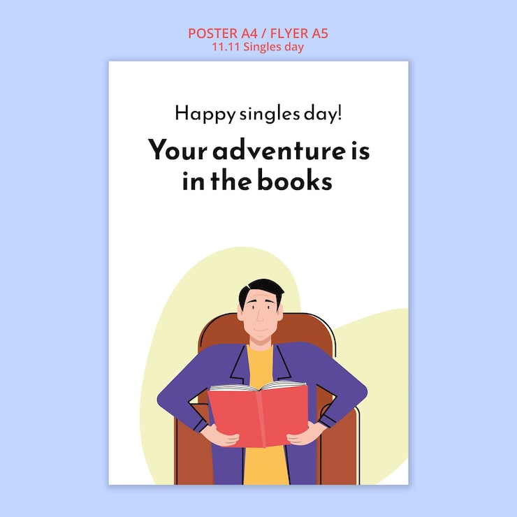 Gratis PSD singles day 11.11-rea, vertikal affischmall