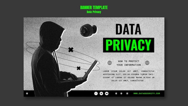Gratis PSD skabelon for databeskyttelse i fladt design