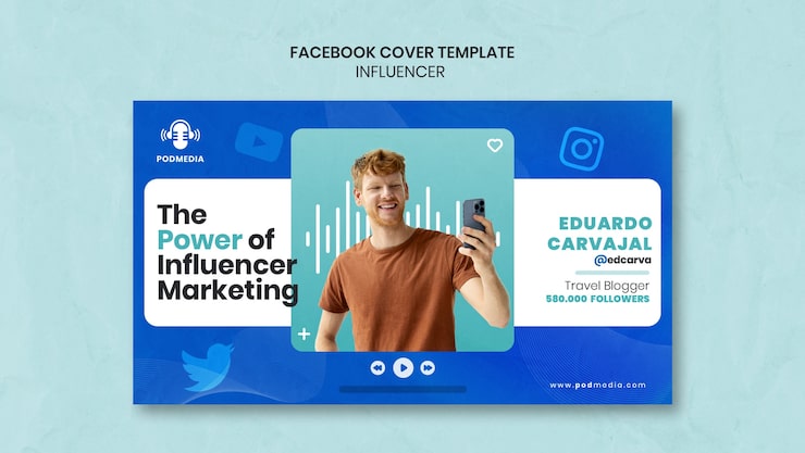 Gratis PSD skabelon med fladt design til influencers