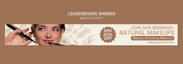 Gratis PSD skabelon med makeupartist i fladt design