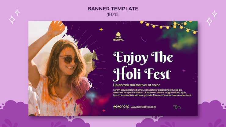 Gratis PSD skabelon til banner til holi festival