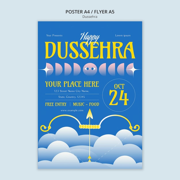 Gratis PSD skabelon til dussehra-plakat