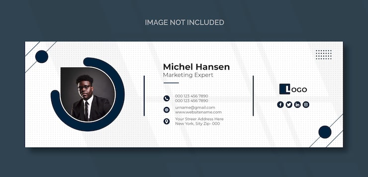 Gratis PSD skabelon til e-mailsignatur eller sidefod i e-mail og design til personligt coverbillede på sociale medier