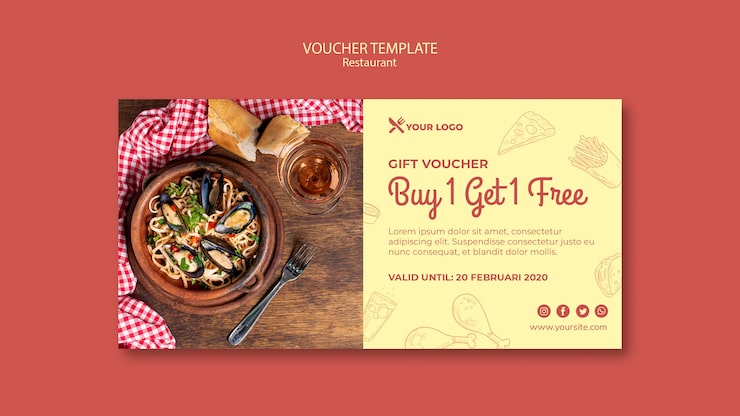 Gratis PSD skabelon til gavekort til restaurant