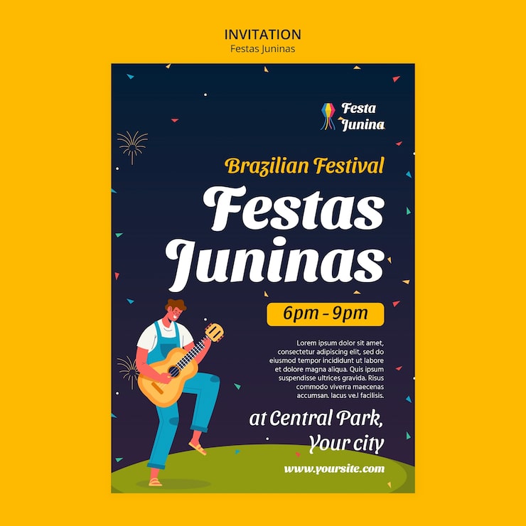 Gratis PSD skabelon til invitation til festas juninas-fest