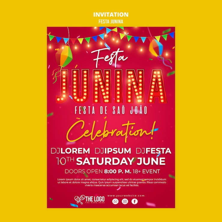 Gratis PSD skabelon til invitation til festas juninas-fest