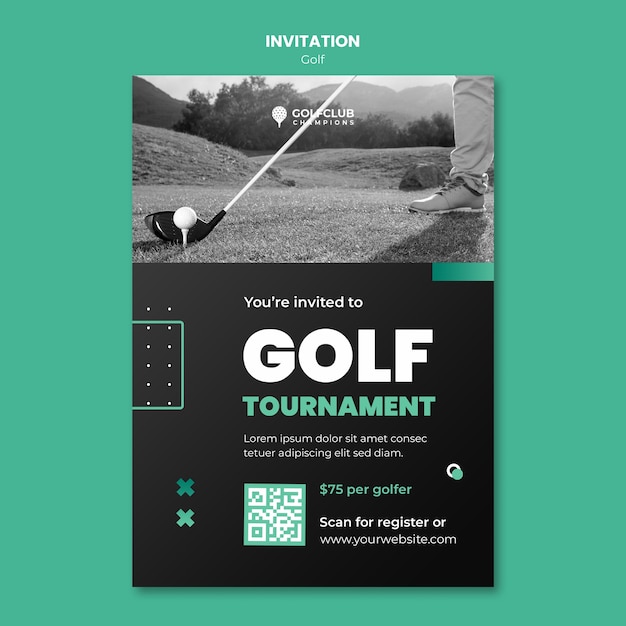 Gratis PSD skabelon til invitation til golfturnering