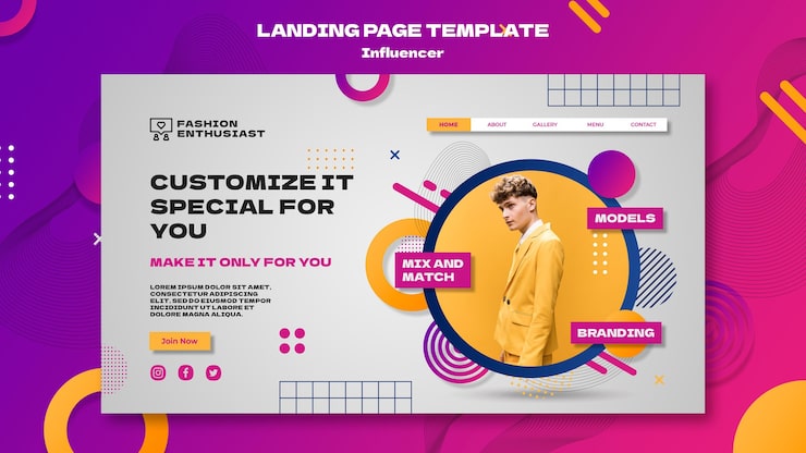 Gratis PSD skabelon til landingsside for influencer