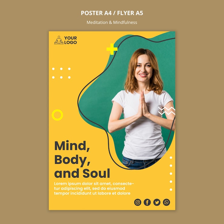 Gratis PSD skabelon til plakat om meditation og mindfulness