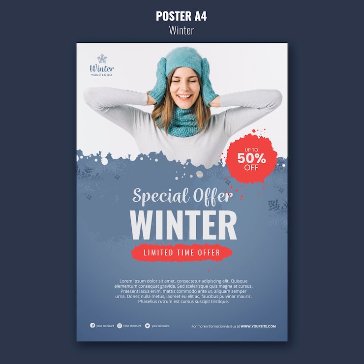 Gratis PSD skabelon til vinterdesign plakat