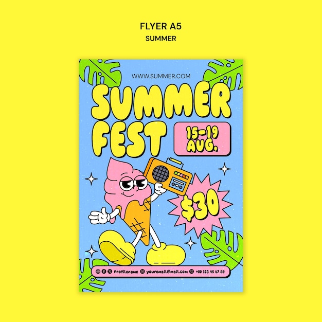 Gratis PSD skabelondesign med sommer tema