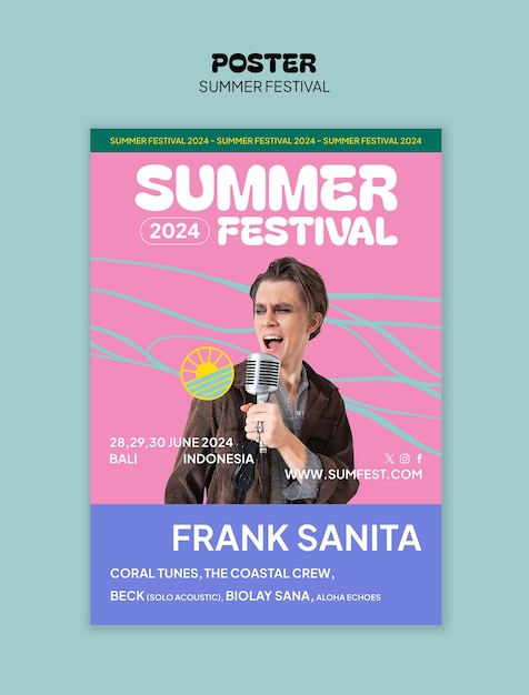 Gratis PSD skabelondesign med sommer tema