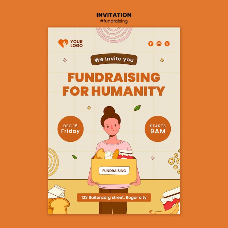 Gratis PSD skabelondesign til fundraising