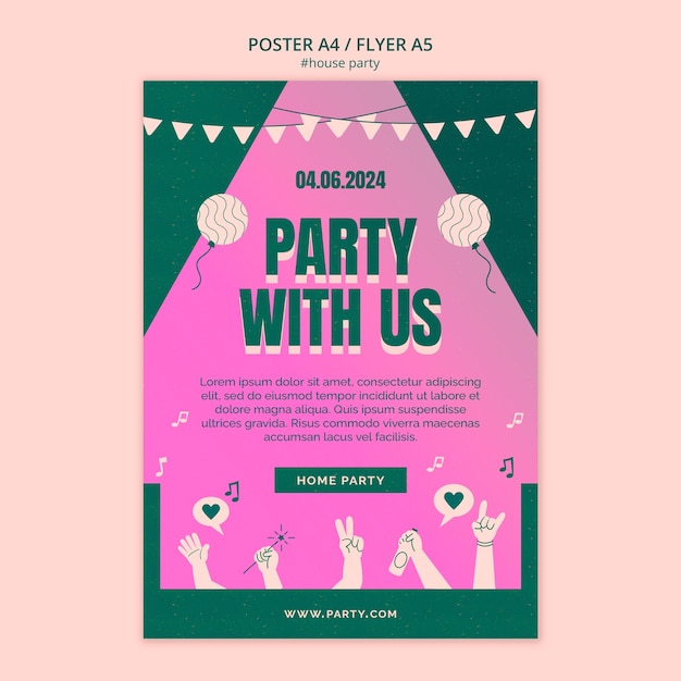 Gratis PSD skabelondesign til houseparty