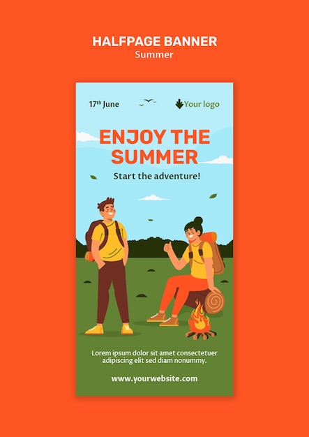 Gratis PSD skabelondesign til sommerlejr