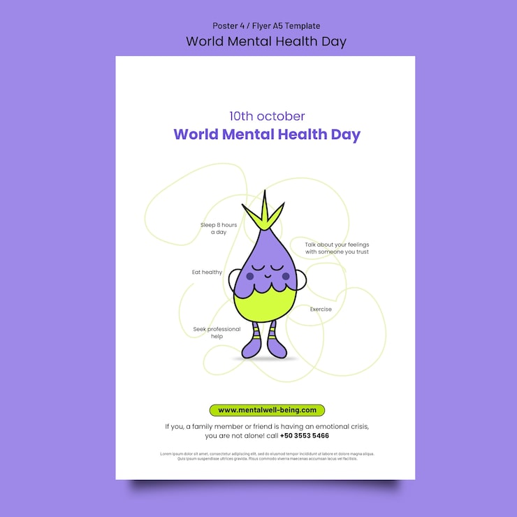 Gratis PSD skabelondesign til verdensdag for mental sundhed