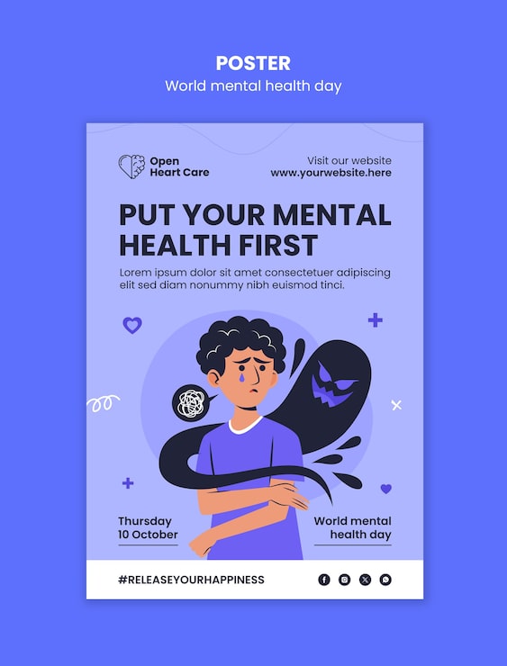 Gratis PSD skabelondesign til verdensdag for mental sundhed