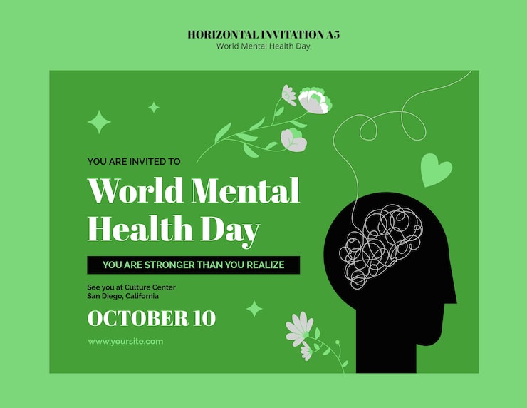 Gratis PSD skabelondesign til verdensdag for mental sundhed