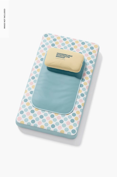 Gratis PSD skötbädd med kudde mockup, perspektiv