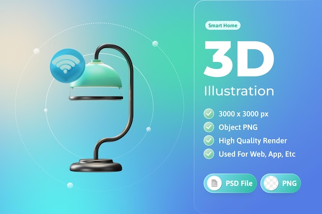 Gratis PSD smart hem bordslampa 3d illustration