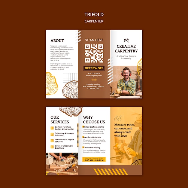 Gratis PSD snekker brosjyre mal design