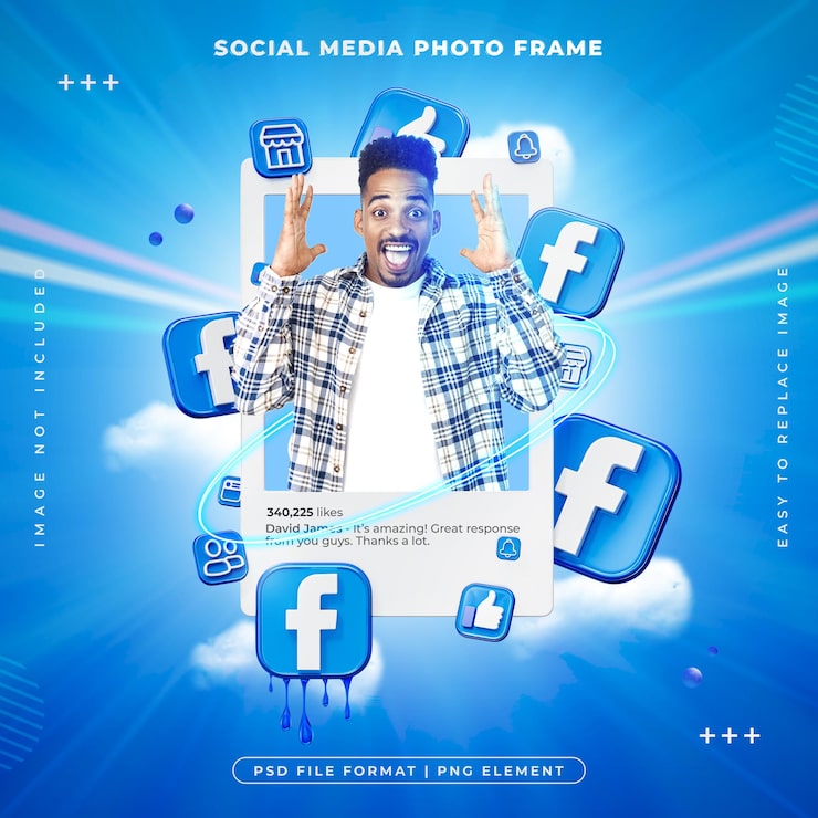 Gratis PSD sociale medier facebook opslagsramme isoleret 3d-rendering