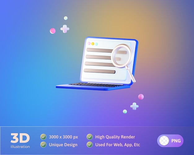 Gratis PSD søker data 3d-illustrasjon