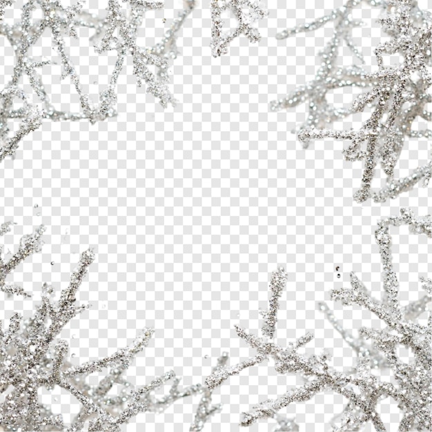 Gratis PSD sølv glitter snefnug ramme festligt vinter design