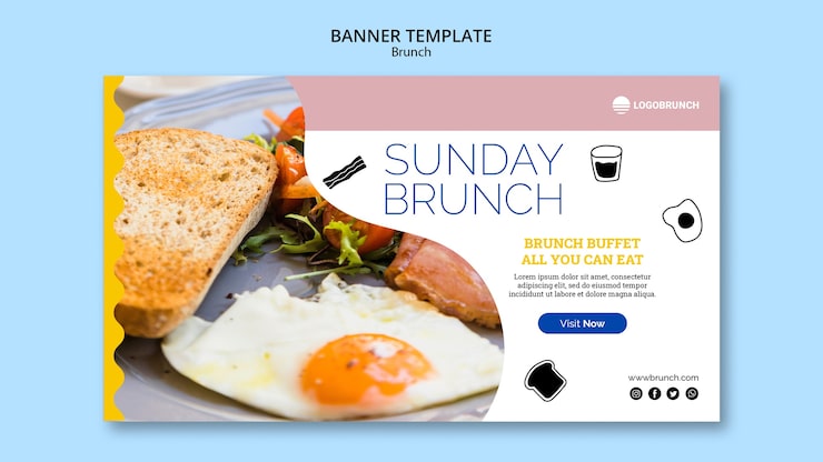 Gratis PSD søndagsbrunch mad banner skabelon