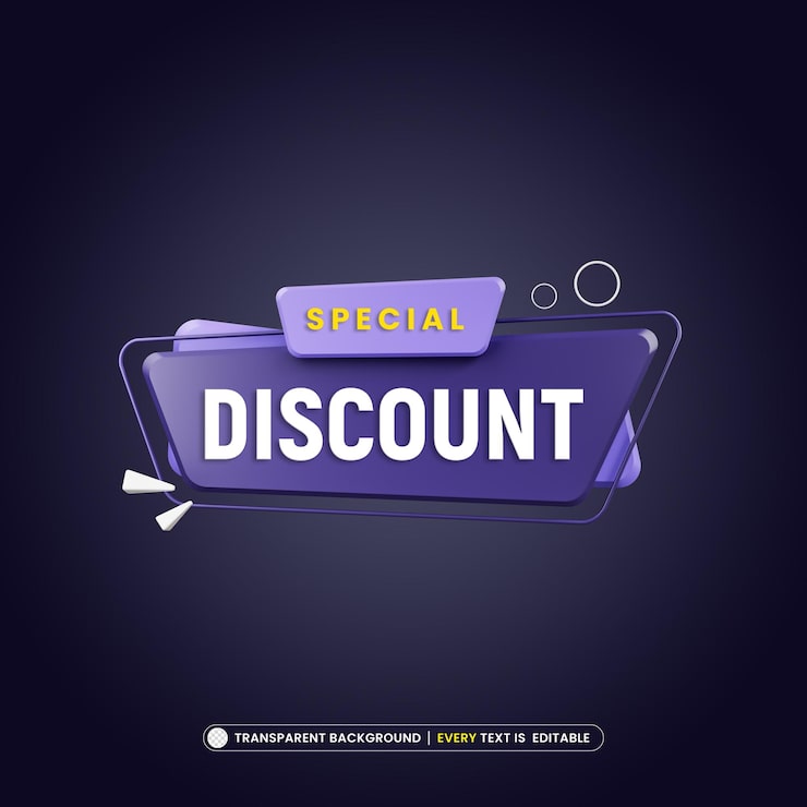 Gratis PSD specielt rabatbanner med redigerbar teksteffekt