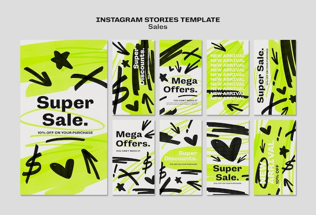 Gratis PSD superrea instagram stories-kollektion
