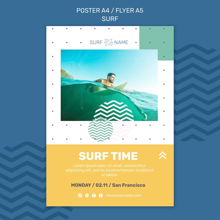 Gratis PSD surfing annonce plakat skabelon