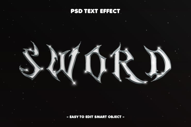 Gratis PSD sværd redigerbar tekst effekt