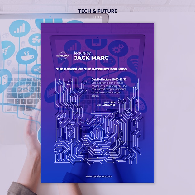 Gratis PSD tech & future concept flyer