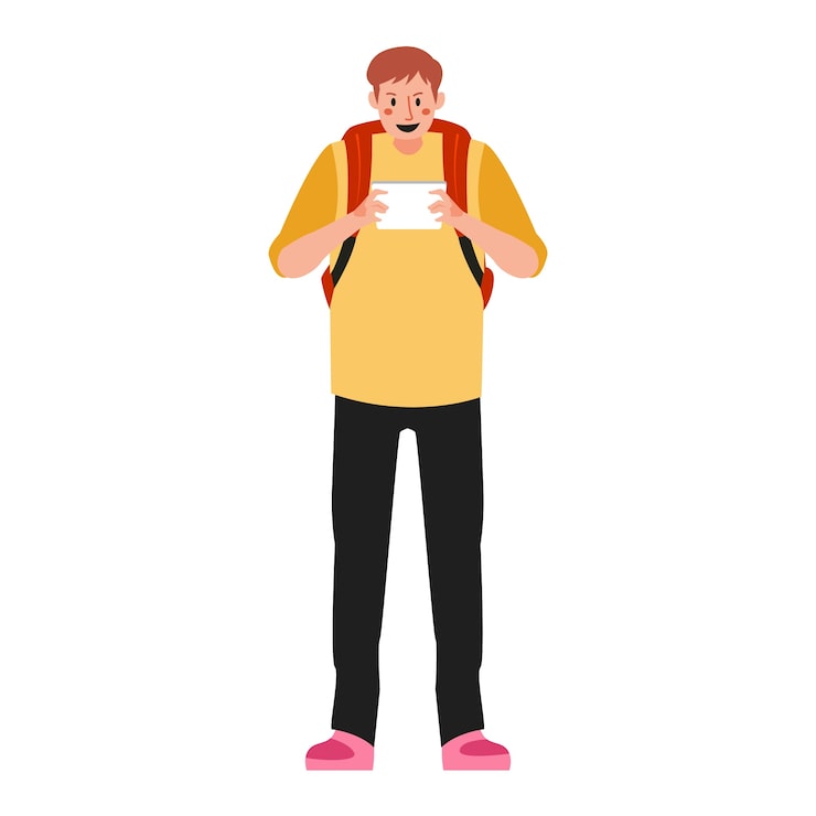 Gratis PSD tecknad illustration av ung pojke