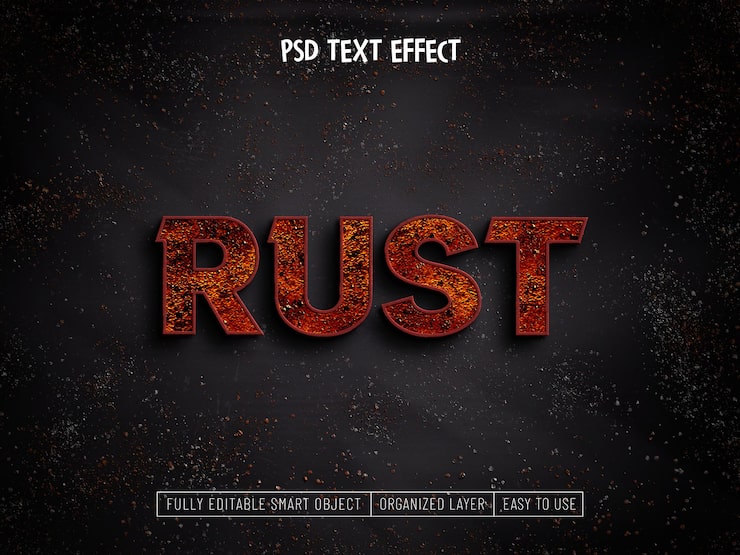 Gratis PSD teksteffekt med rust