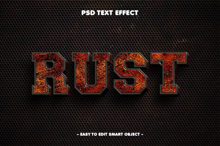 Gratis PSD teksteffekt med rust