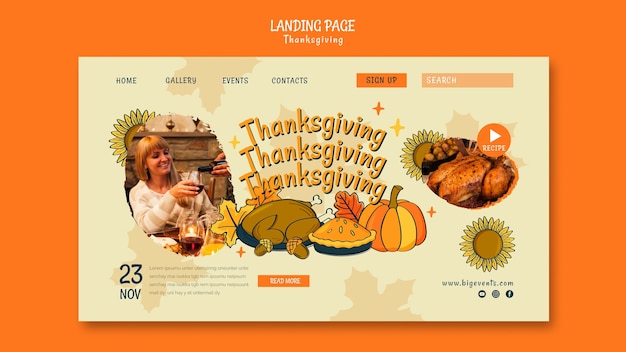 Gratis PSD thanksgiving feiring landingsside