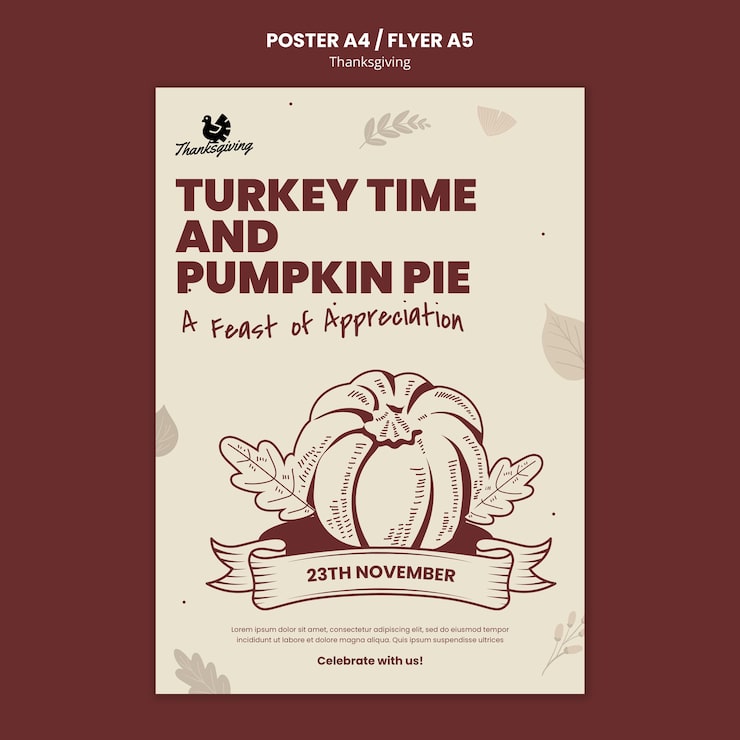 Gratis PSD thanksgiving feiring plakatoppsett