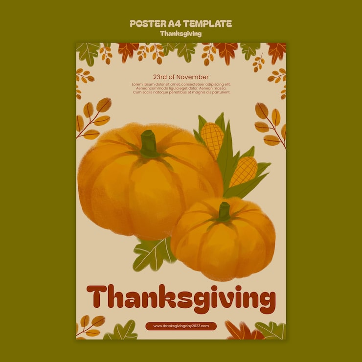Gratis PSD thanksgiving feiring plakatoppsett