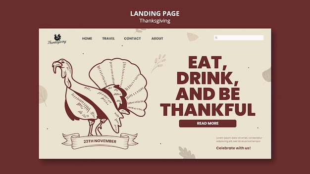 Gratis PSD thanksgiving-firande landningssida