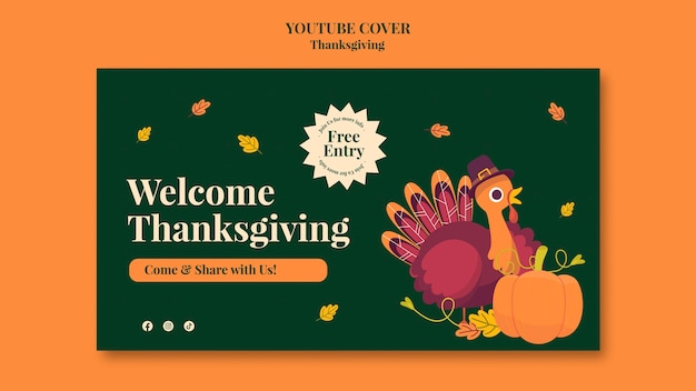 Gratis PSD thanksgiving-mal med flatt design